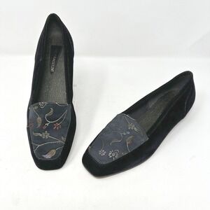 Enzo Angiolini Floral & Velvet Smoking Loafer Black Size‎ 7.5